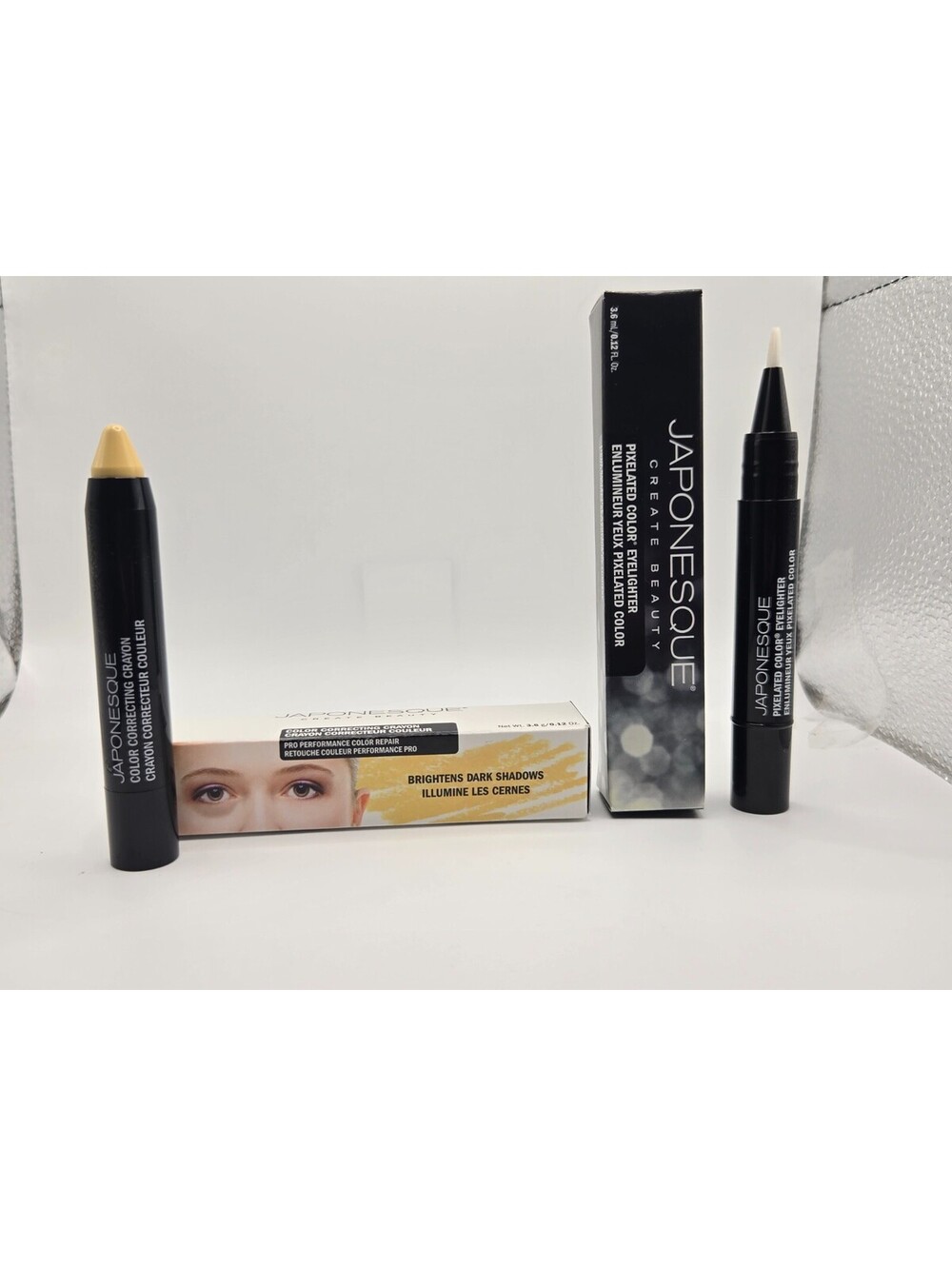 Japonesque Color Correcting Crayon Yellow & Pixelated Color Eyelighter Set NIB